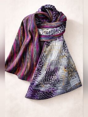 Y2K‎ Reversible Boho Chic Scarf Made in Canada Mid-2000s Boutique Art To Wear